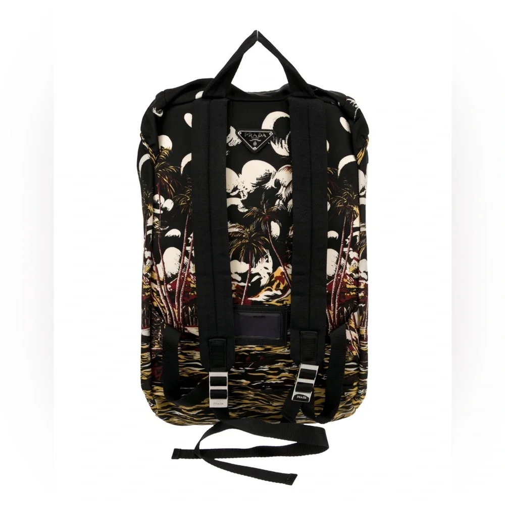 PRADA Large Nylon Backpack Rare Stampato Bag Rucksack Drawstring Limited Print - Picture 4 of 5